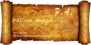 Pécsi Anetta névjegykártya