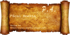 Pécsi Anetta névjegykártya